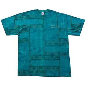 Vintage Winter Park Colorado AOP T-Shirt Aztec Native Jerzees Tee Men's Size XL